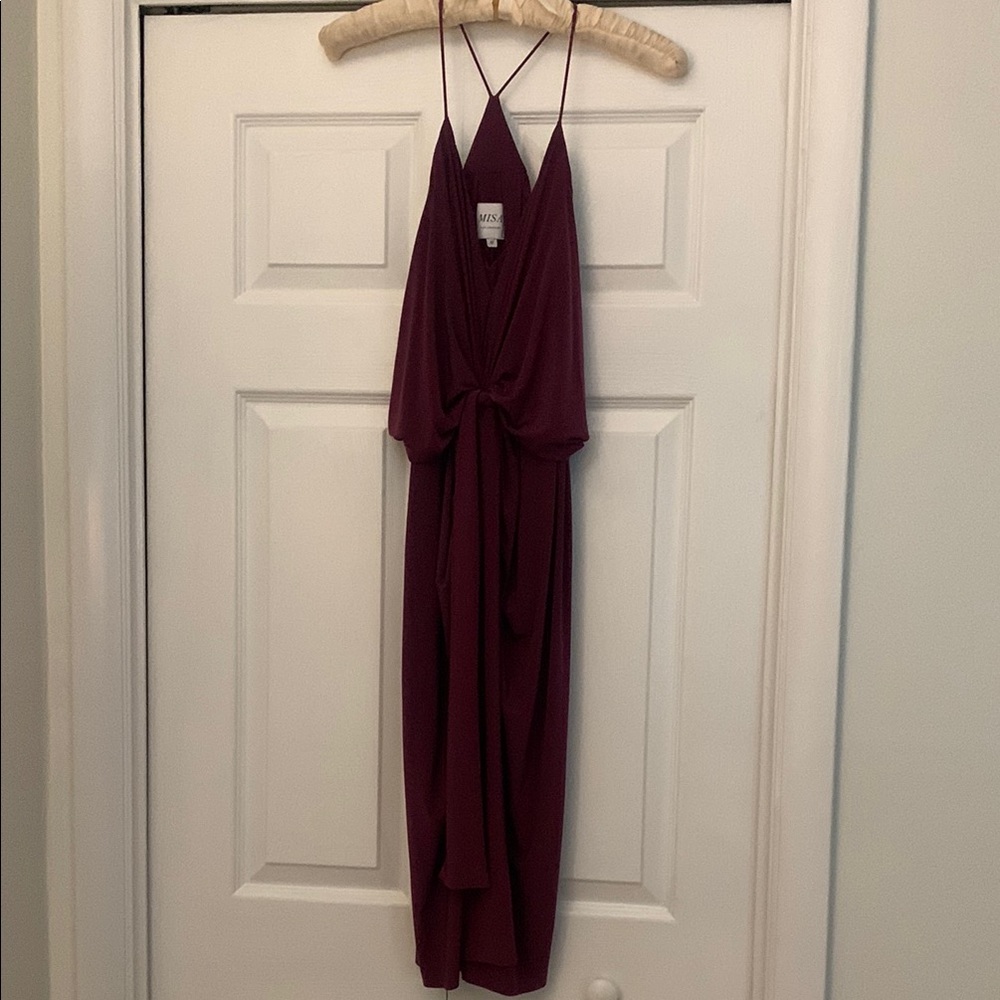 Stylish Burgundy Halter Midi Dress